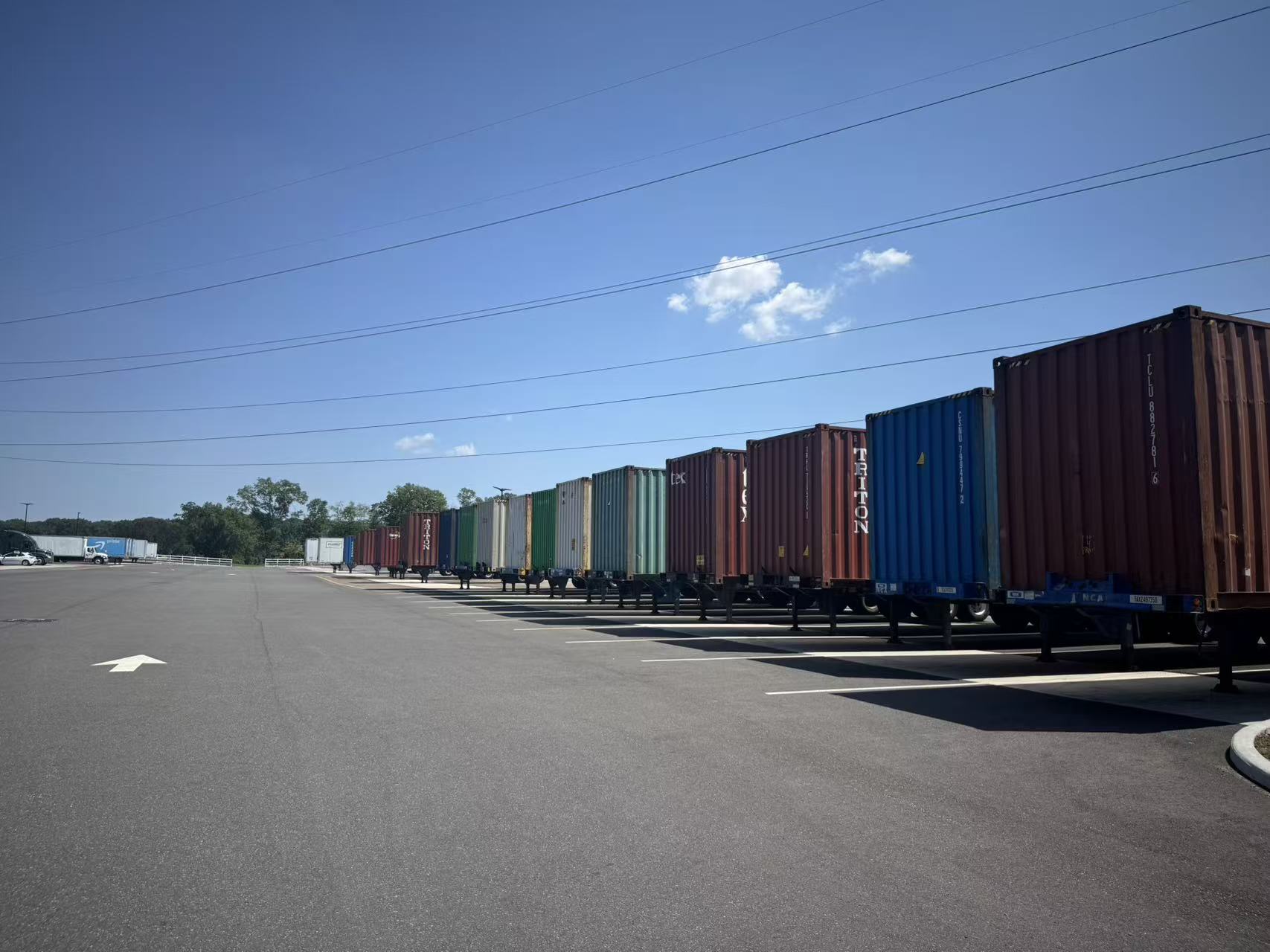 Loaded containers on chassis at MRS yard